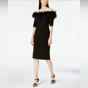 Calvin klein black feather dress